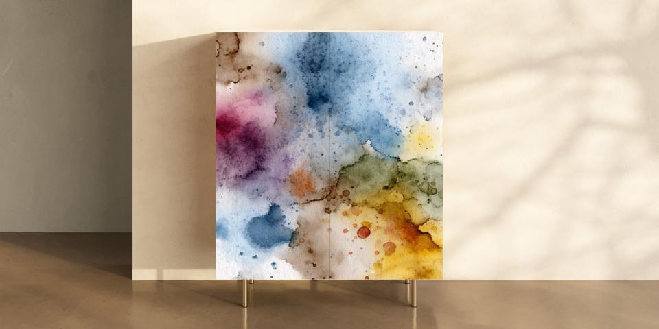 Motivschrank „Aquarelle“ – künstlerischer Print in Aquarell-Optik S PRI 1084 