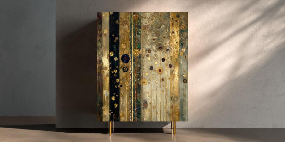Kunstschrank „Golden Klimt“ – luxuriöse Ornamente mit Goldakzenten S PRI 1034 