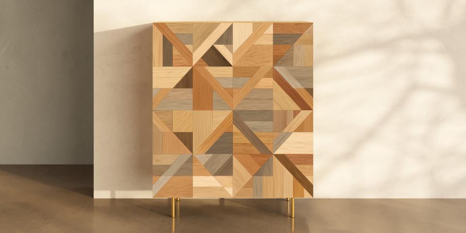 Print-Sideboard „Intarsia“ – geometrische Holzoptik S PRI 1024 