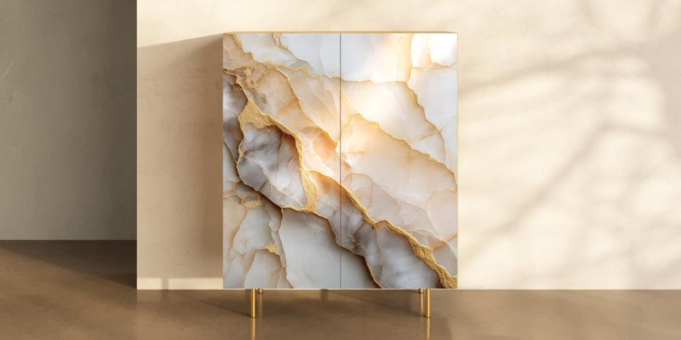 Sideboard „Golden Onyx“ – Naturstein-Optik mit goldenen Adern S PRI 1038 