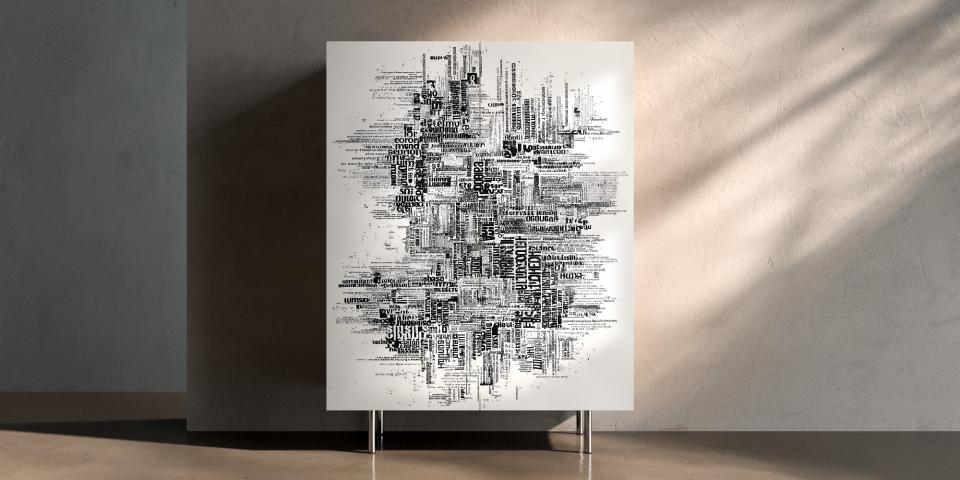 Print-Sideboard „Urban Type“ – Typografie in Schwarz-Weiß S PRI 1014 