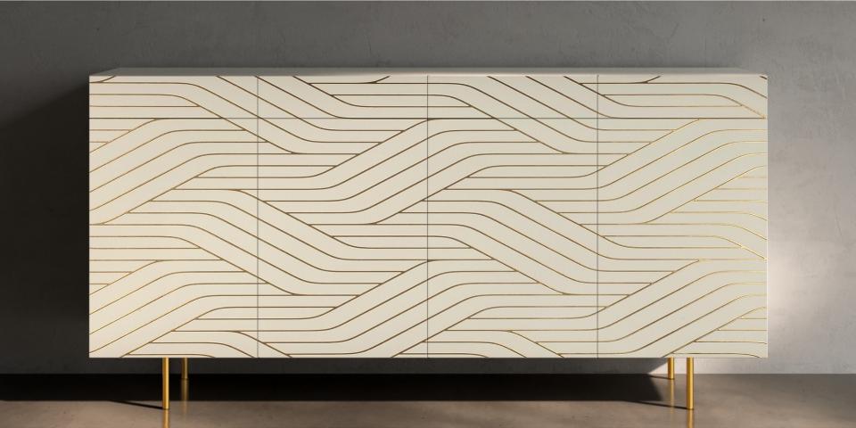 Sideboard „Golden Lines“ – Eleganz in Gold & Creme S PRI 1022 