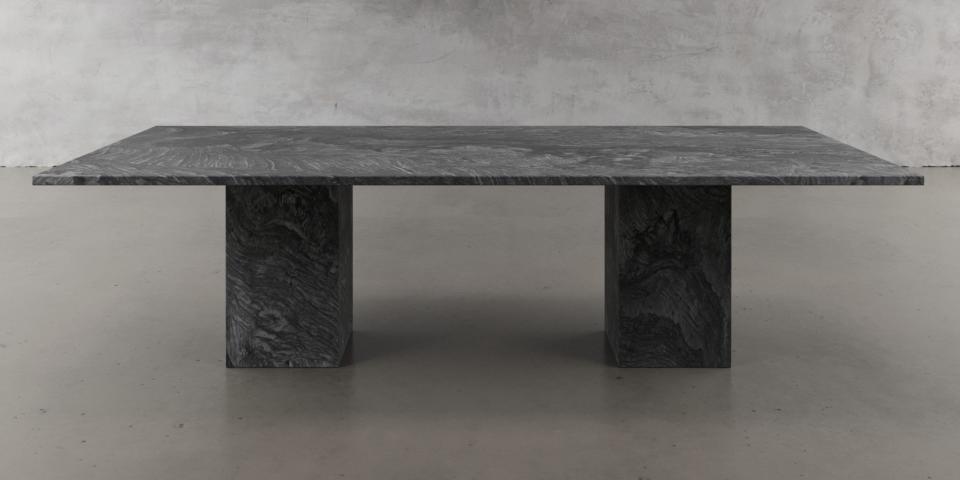 Adamantium Quarzit Luxus Steintisch – Modernität auf zwei Säulen E120 