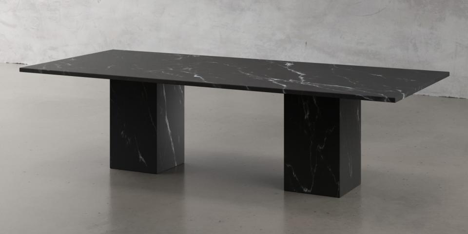 Calacatta Brazil Black Quarzit Tisch mit zwei Säulen E120 