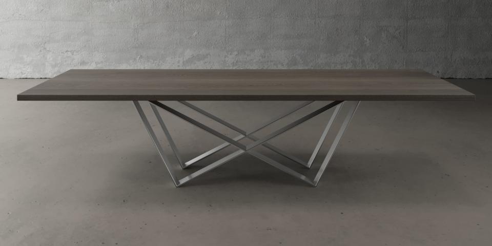 Eiche grau Esstisch - Stahl Design Luxus E60 