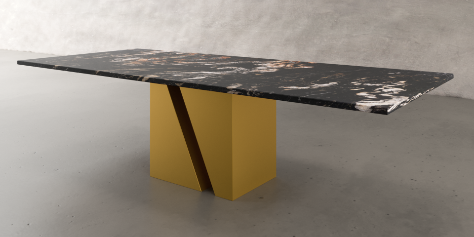 Cosmic Black Granit Designertisch mit Metallfuße E42 