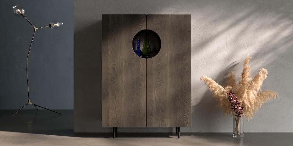 Highboard aus Eiche sonnenverbrannt: Einzigartiges Design S79 