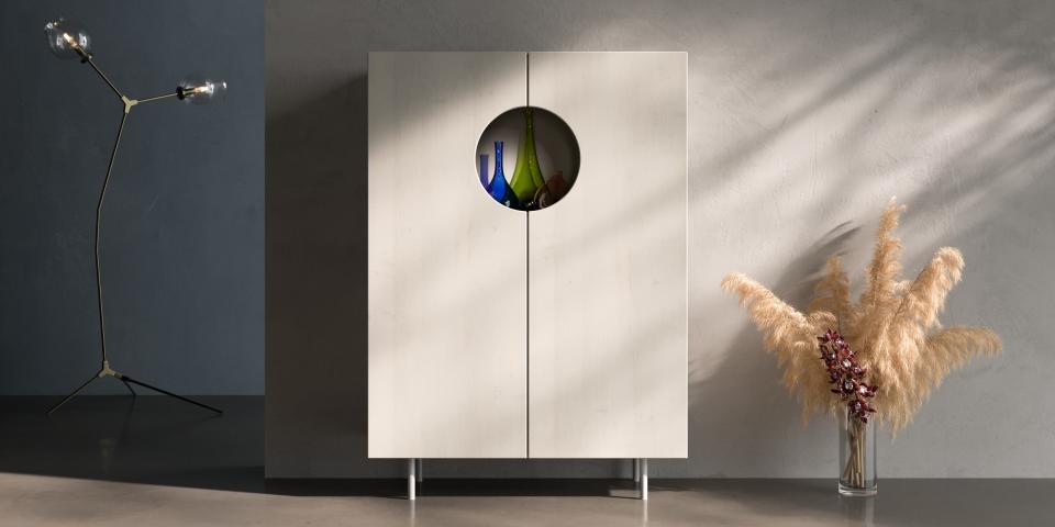 Highboard aus weißem Eichenholz: Einzigartiges Design S79 