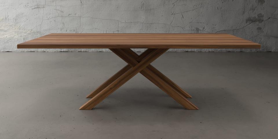 Ulme Holztisch massiv mit X-Design E54 