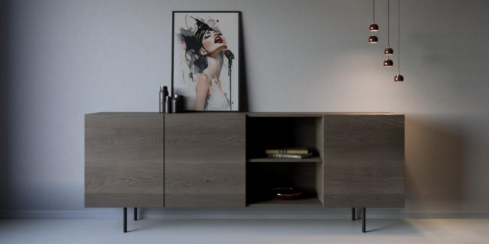 Sideboard aus Eiche sonnenverbrannt: Einzigartiges Design S70 