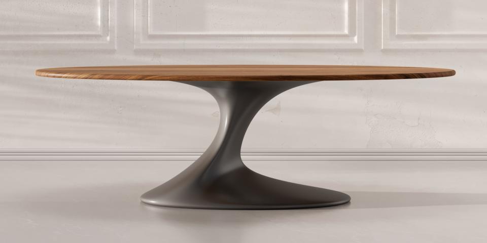 Esstisch E100 Nussbaum, Tulpenfuß, oval/rund | wobiliar 
