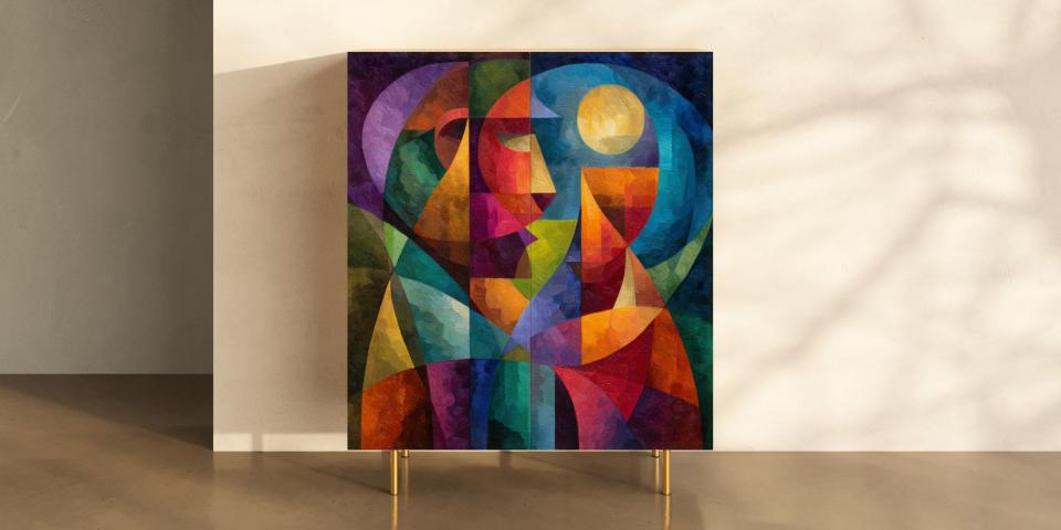 Designschrank „Cubist Harmony“ – moderne Kunst in intensiven Farben S PRI 1130 