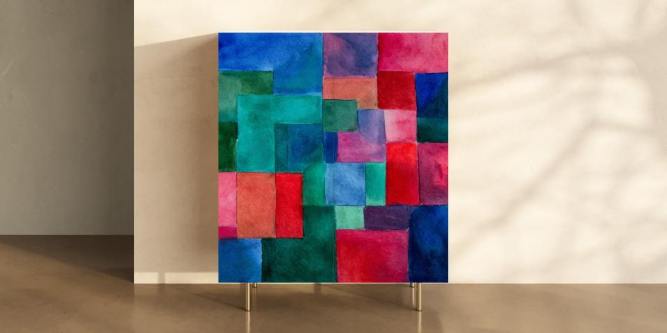 Print-Schrank „Color Fields“ – moderner Motivschrank in künstlerischer Farbkomposition S PRI 1088 