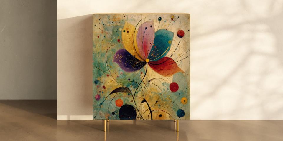 Designschrank „Vintage Bloom“ – farbenfrohes Kunstmotiv im Retro-Look S PRI 1122 