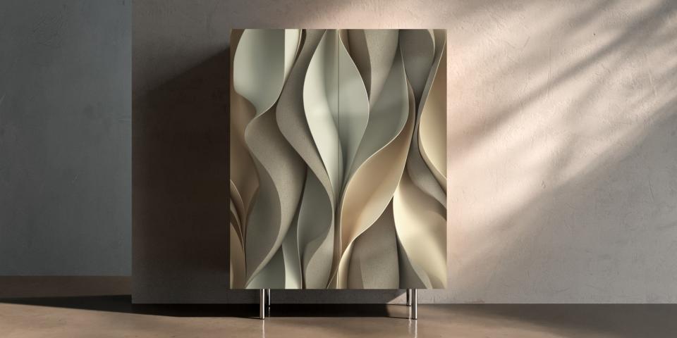 Designschrank „Wave Flow“ – Kunstvolle Druckfront in organischer Wellenoptik S PRI 1010 