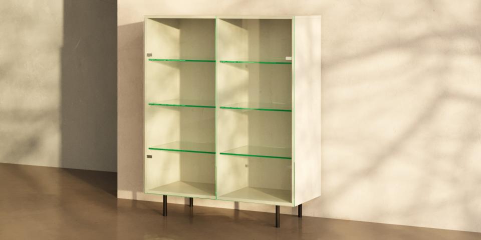 Eiche Weiß Highboard: Glas & Stil Pur S77 