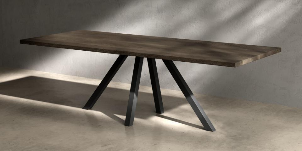 Eiche grau Esstisch - Stahl Design Luxus E218 